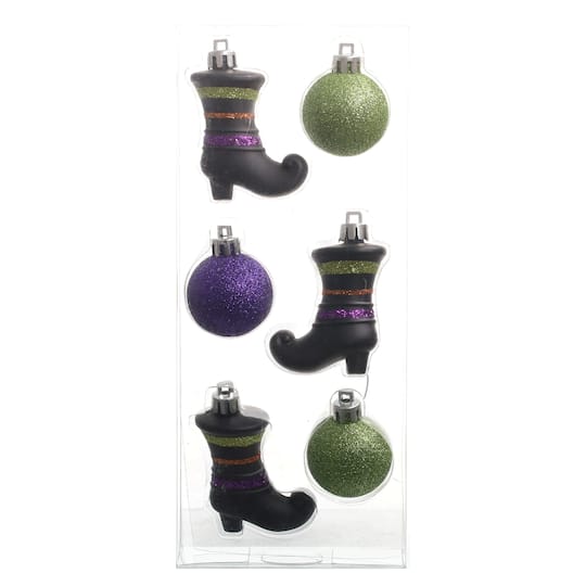 6 Pack Witch Boot & Ball Shatterproof Ornaments by Ashland®